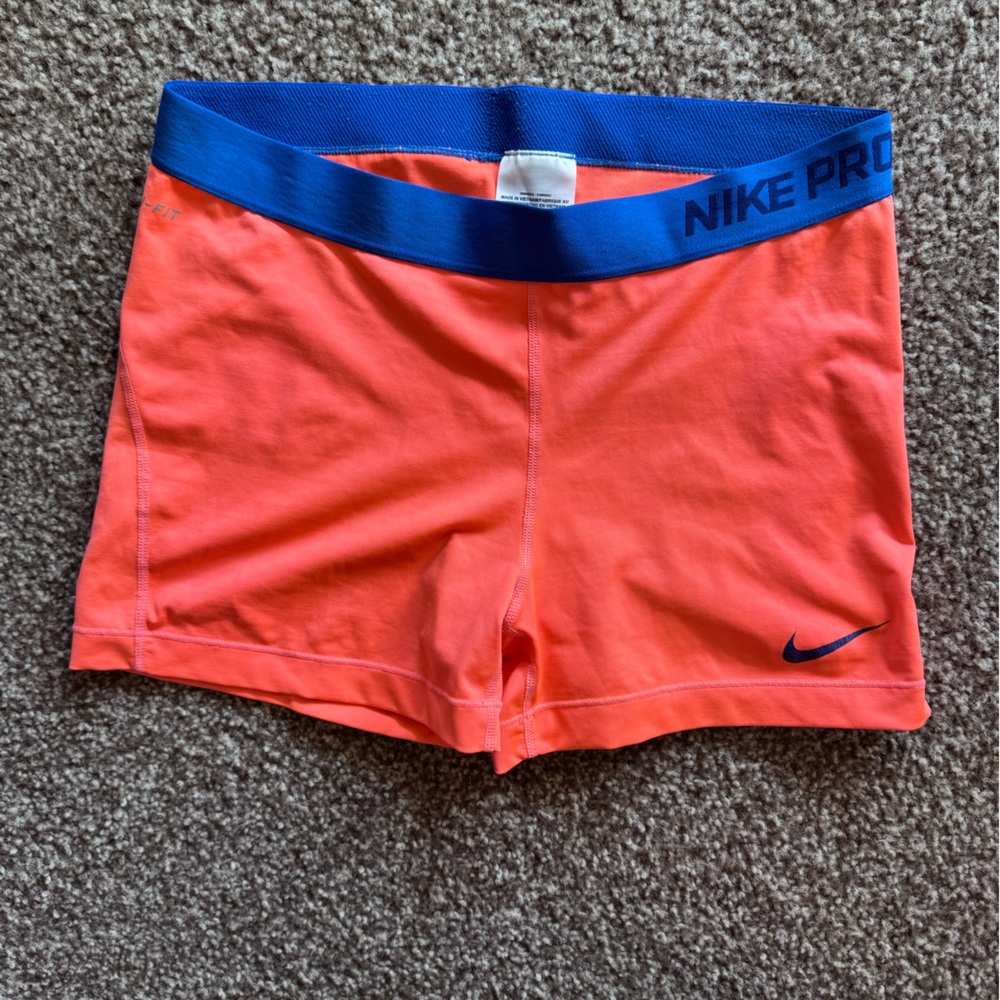 Nike pro neon orange spandex shorts XL